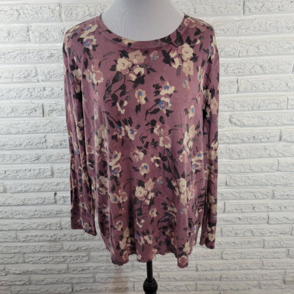 Lauren Ralph Lauren Womens Sweater XXL Plus Lavender Floral Casual FLO242E